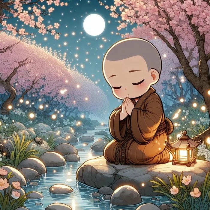 Ảnh chú tiểu đáng yêu, biểu tượng của sự an yên