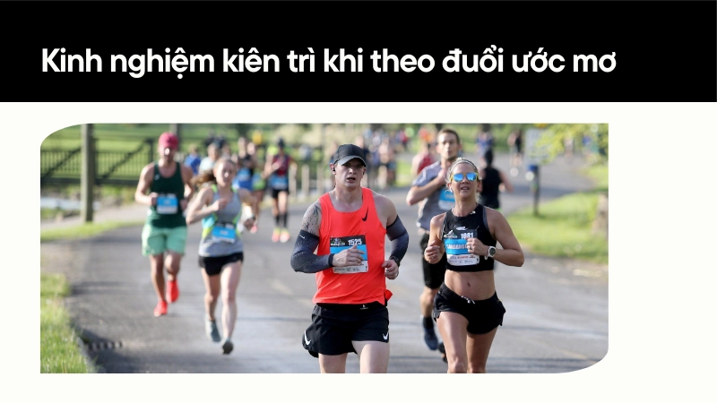 Vận động viên đang nỗ lực chạy bộ trên con đường dài